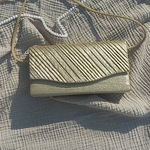 Sparkly Gold clutch/ shoulder bag rope strap